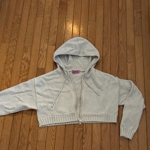 Edikted Cream Cropped Hoodie